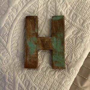 Rustic Brown and Green Wooden Letter Decor
